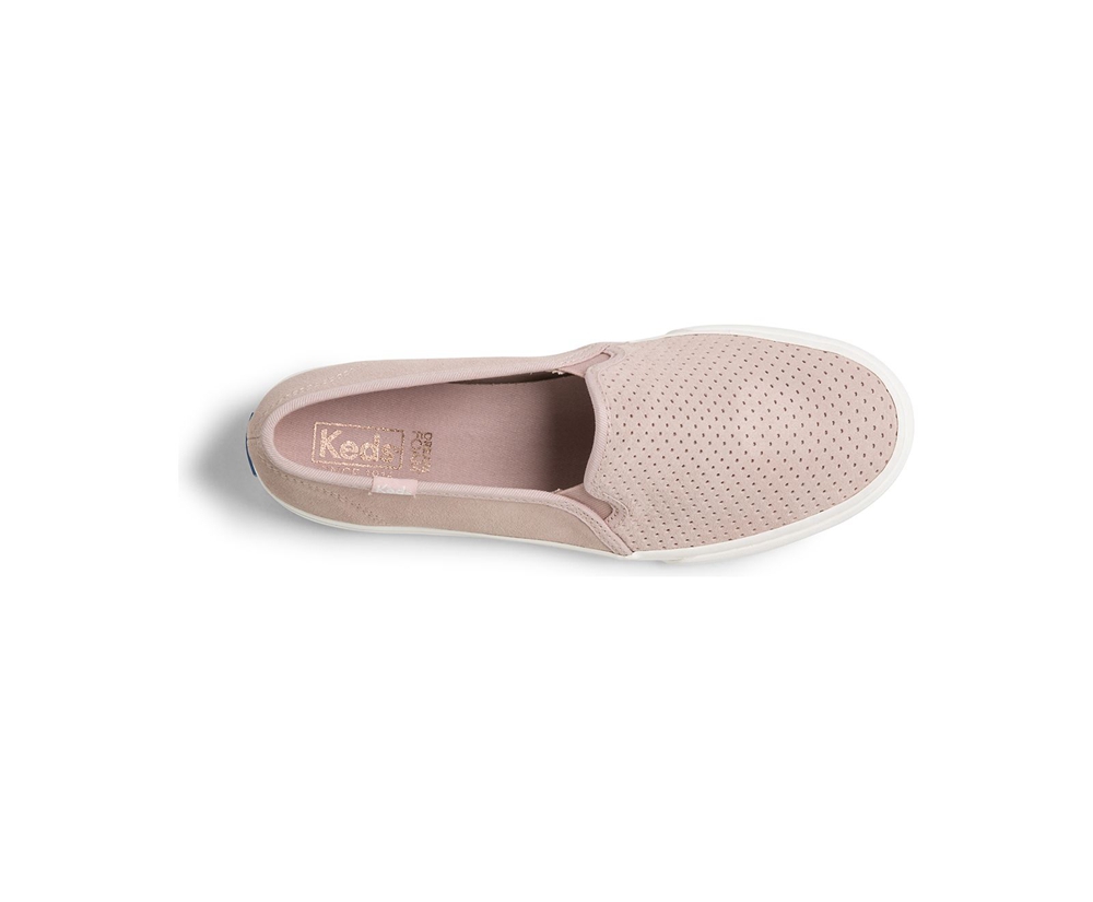 Slip Ons Keds Mujer Rosas - Double Decker Perf Suede - 318-AKGTJY